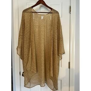 Aerie Sheer Kimono Cover Up Women’s One Size Tan Boho Open Front Beach Layer